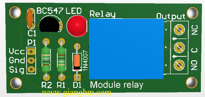 module relay 12V 1 kênh dùng BC547